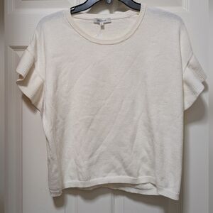 NWT Madewell Ruffle-Sleeve Sweater Tee Top cream White Size Small S Bright Ivory